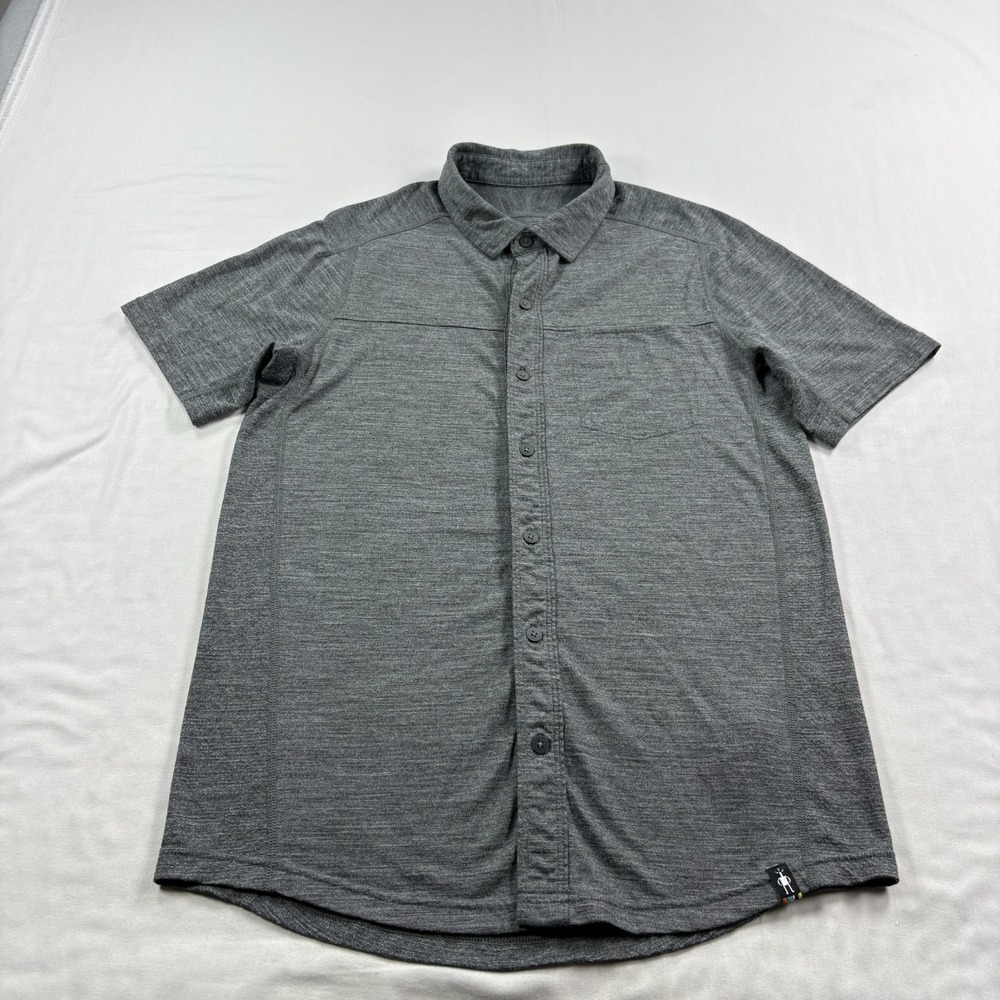 Smartwool Shirt Mens Small Gray Merino Sport 150 Short Sleeve Button Up